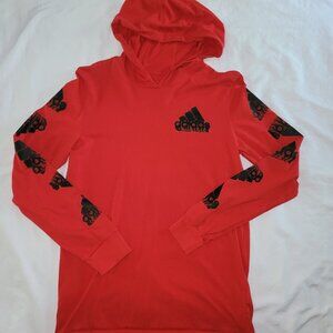 Nwot Boys Adidas Long Sleeve Red Hooded T Shirt YL 14/16